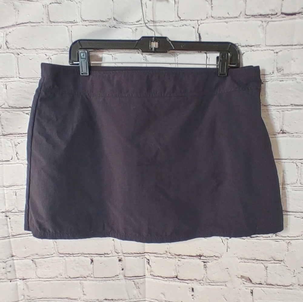 Lands' End Everyday Swimwear Black Skort Zip Panty Liner Skirt 16